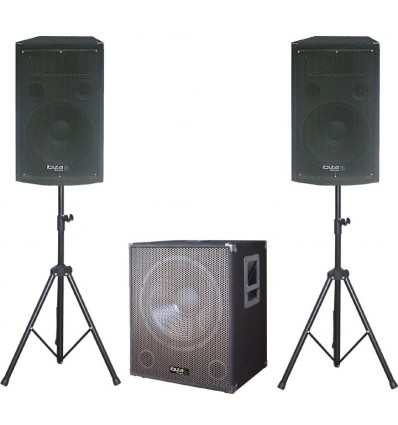 CUBE1512 Sistema de altavoces amplificado Ibiza Sound 2+1 800W PLUG & PLAY