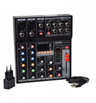 GLEMM MXP 05 Mezclador profesional de micrófono de 5 canales