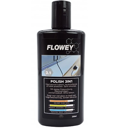Flowey 3.1 Limpia, Pule con Polish y da brillo a la carrocería de coche, 3 en 1, 250 ml