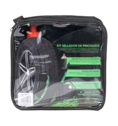 Kit sellador de pinchazos (compresor + sellante) Sella y evita pinchazos de hasta 6mm en neumáticos de todo tipo de vehículos