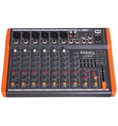 MX801 Mesa de mezclas DE 8 Canales con reproductor USB IbizaSound