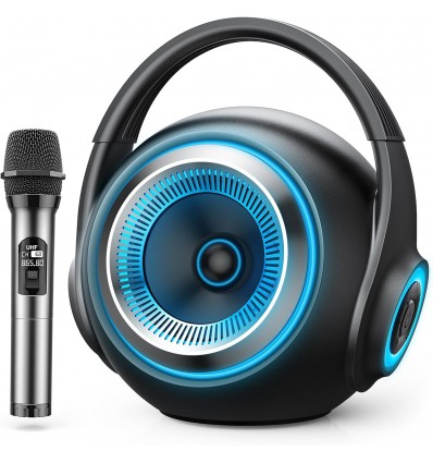 Altavoz para karaoke con micrófono inalámbrico con luces de colores, para usar con teléfonos móviles al aire libre