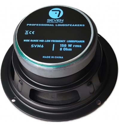 Seven Soundvector SVM6/8 Mid Woofer 6,5 Pulgadas Altavoz Profesional de Medios Medios-Graves 8 Ohm 150W AES 300W Programa