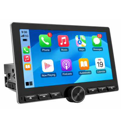 Radio HQ-1D-1200Plus 1DIN con Pantalla táctil de 10,5”, CarPlay y Android Auto Extraible