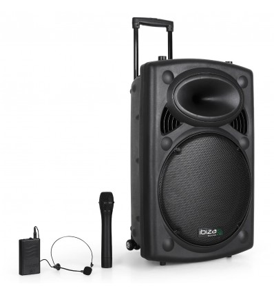 15" PORTABLE PA SYSTEM W/ 2 VHF MIC /USB-SD BLUETOOTH /VOX