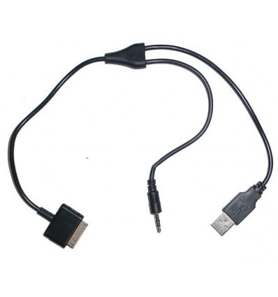 Prolongador auxiliar USB + jack 3,5mm iPod